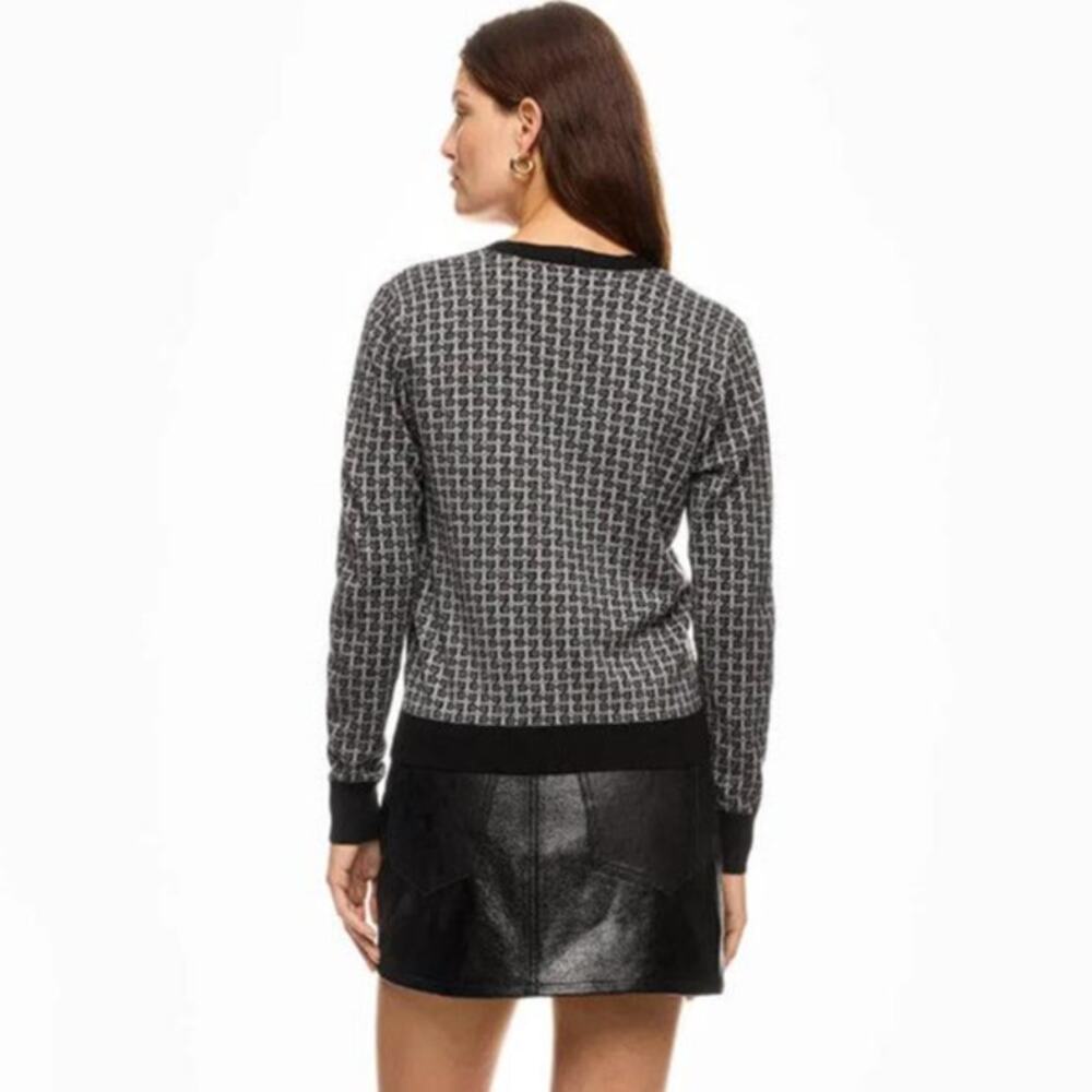 ROSETA GETTY Women's Jacquard Cardigan With Contrast Trim Size S - Picture 3 of 11